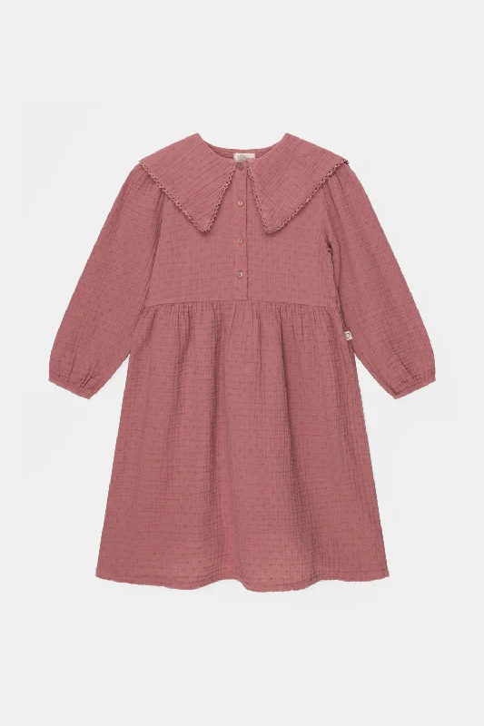 MY LITTLE COZMO PINK JANEK GAUZE COLLARED DRESS