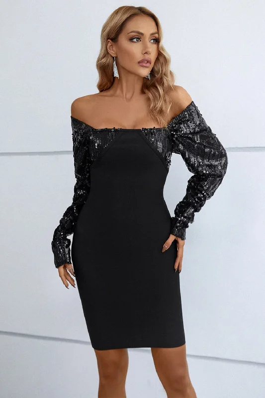 Henrietta Sequin Long Sleeve Bandage Dress