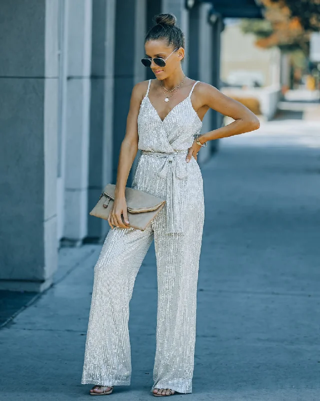 Starry Night Sequin Jumpsuit - Champagne